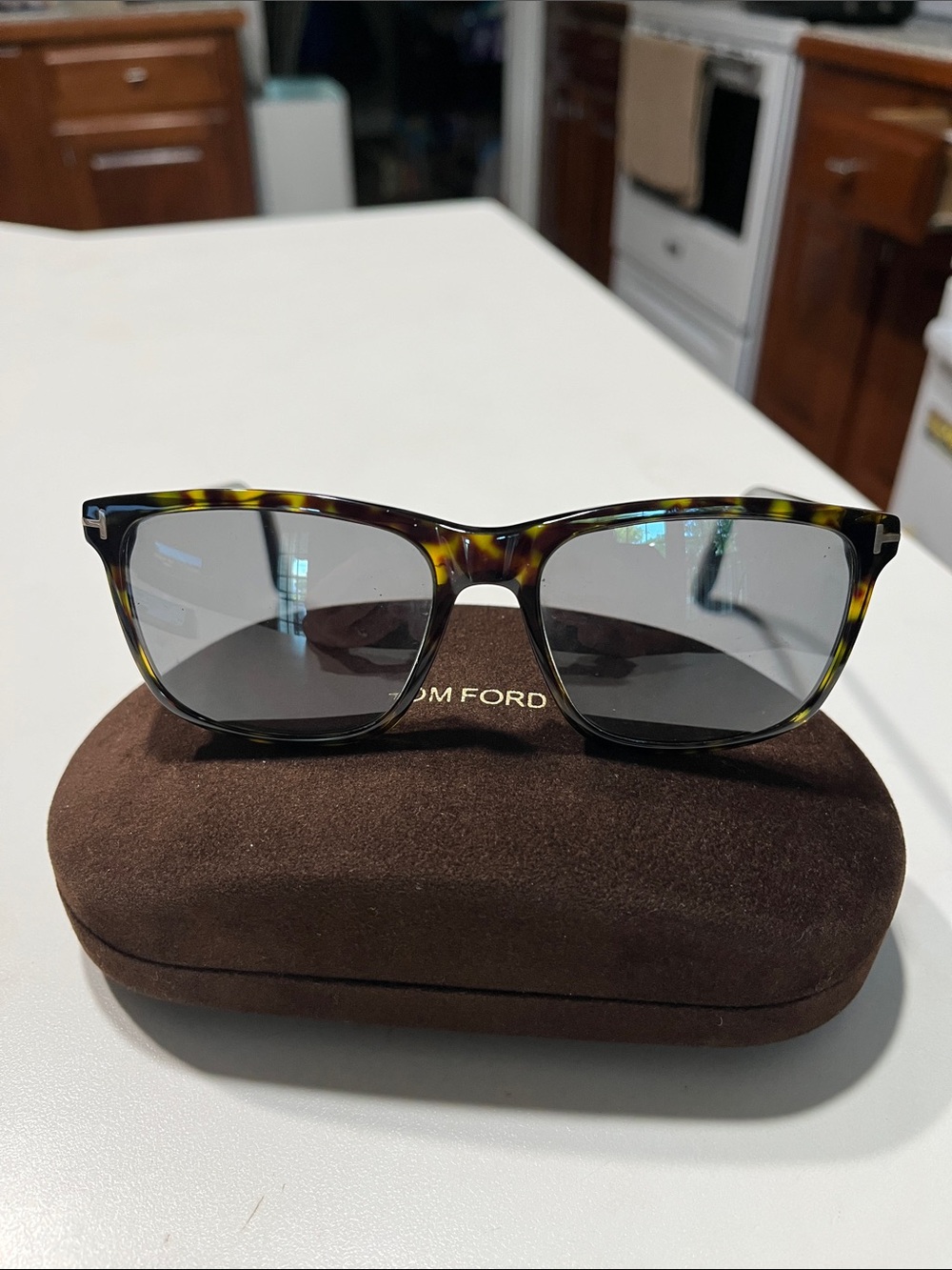 Tom Ford Tortoiseshell Frame Sunglasses with Dark Lenses